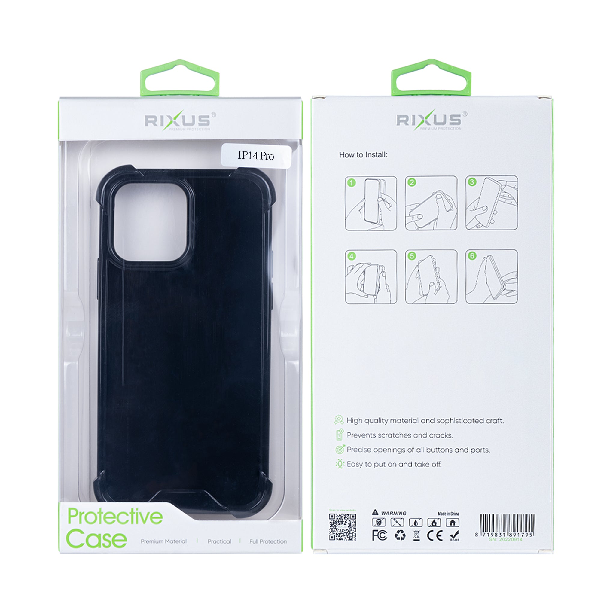 Rixus Anti-Burst Case For Apple iPhone 14 Pro Black