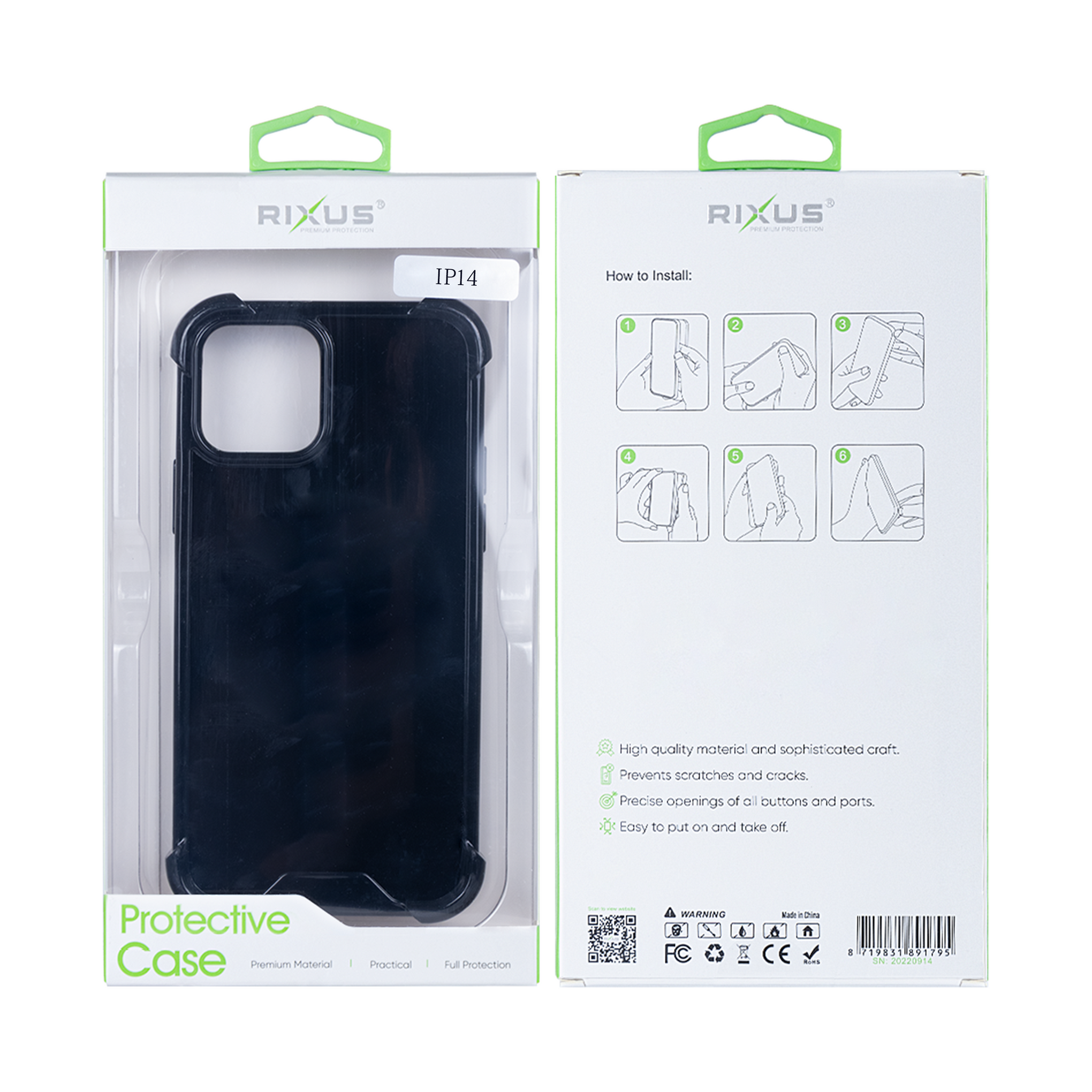 Rixus Anti-Burst Case For Apple iPhone 14 Black