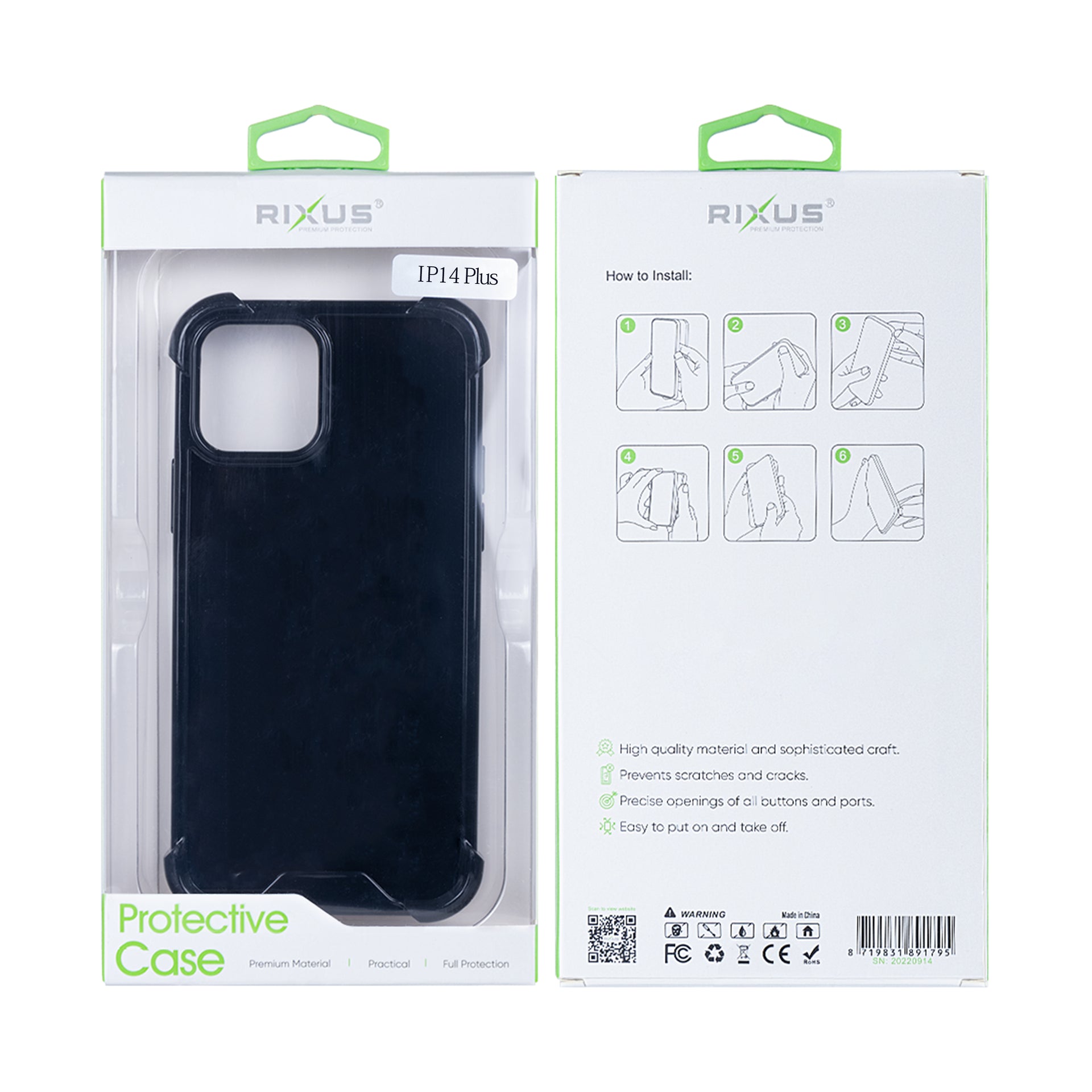 Rixus Anti-Burst Case For Apple iPhone 14 Plus Black