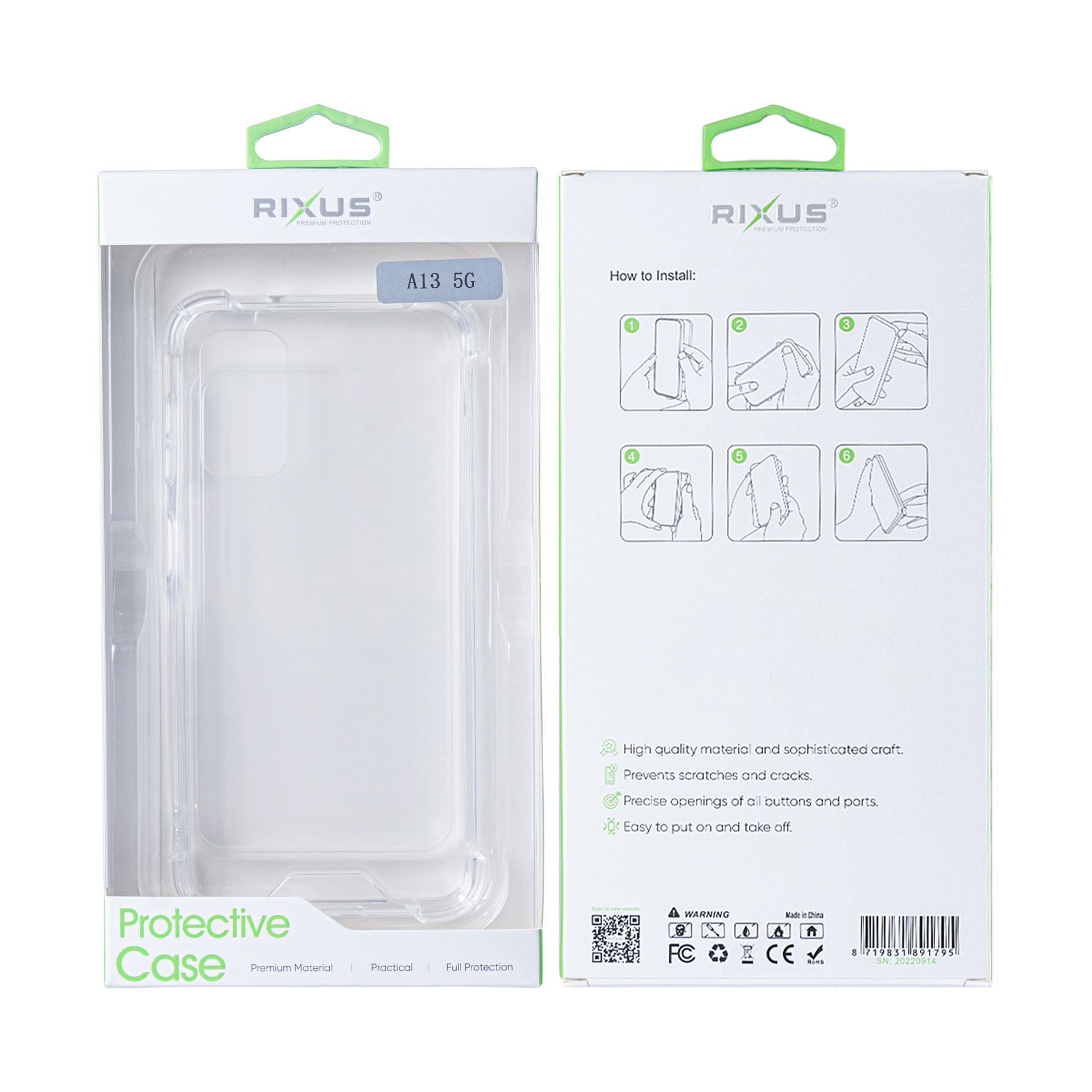 Rixus Anti-Burst Case For Samsung Galaxy A13 5G Transparent