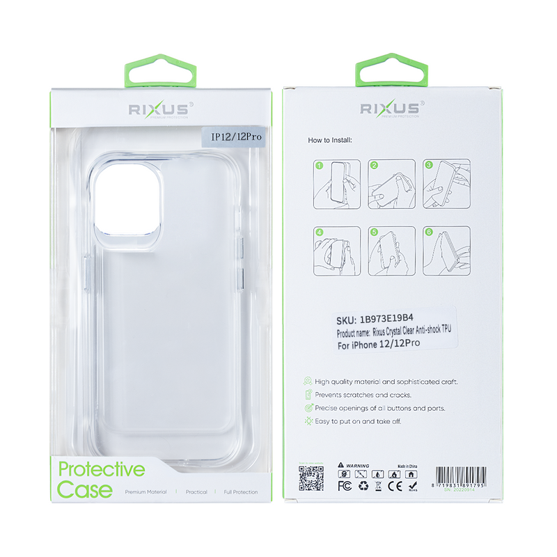 Rixus For iPhone 12,12 Pro Crystal Clear Anti-shock TPU