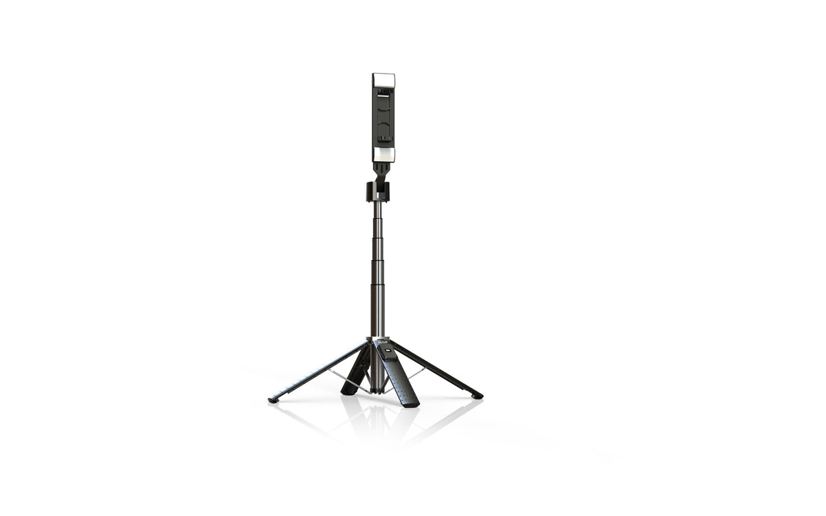 Rixus RXSF08 Aluminum Selfie Stick With Double LED Light Black