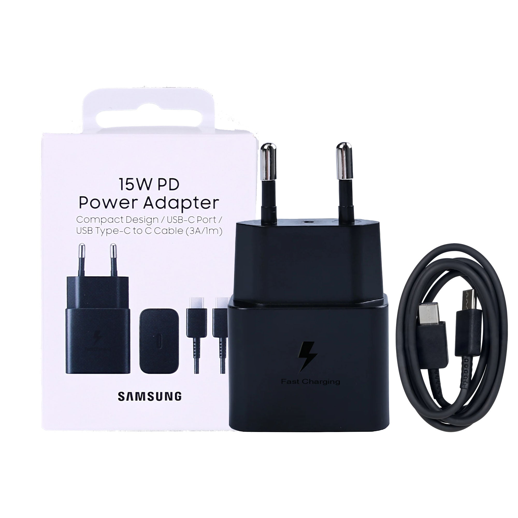 Samsung Fast Charger EP-T1510XBEGEU USB-C With Cable 100cm 15W Black Original Retail Box