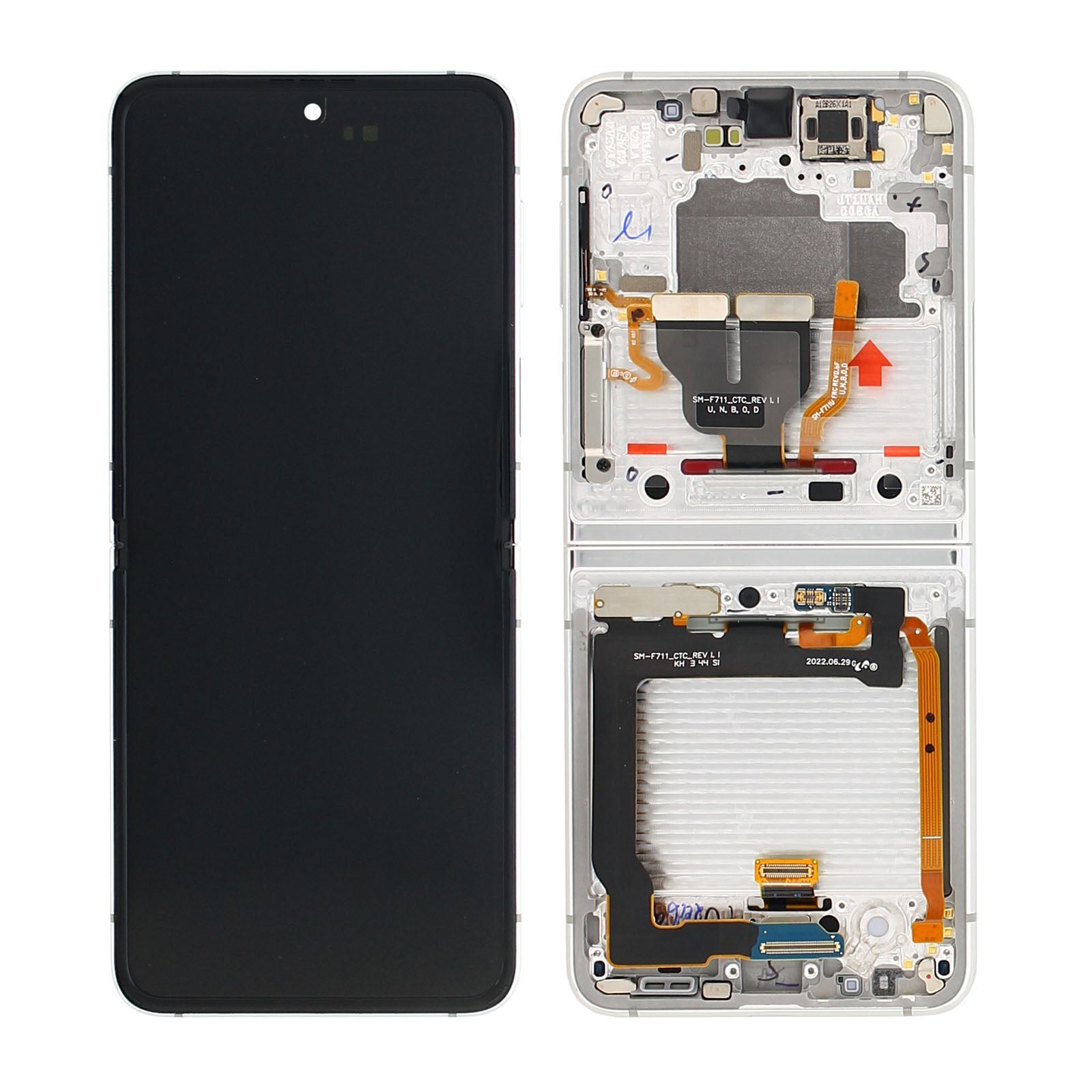 Samsung Galaxy Z Flip3 F711B Main Display And Digitizer With Frame Bespoke Silver Service Pack