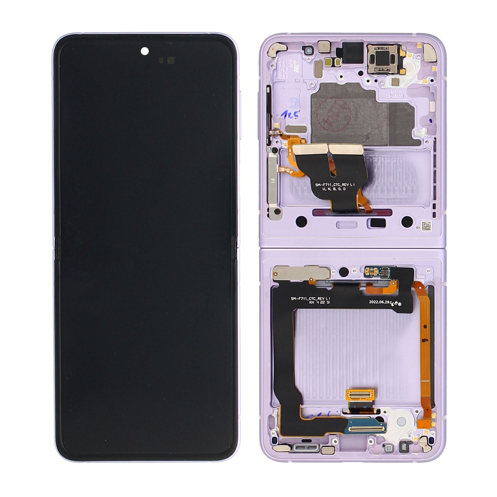 Samsung Galaxy Z Flip3 F711B Main Display And Digitizer With Frame Lavender Service Pack