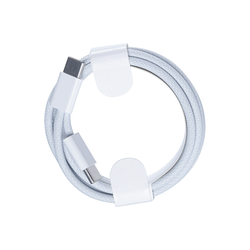 For Apple iPhone 15 USB-C to USB-C Cable 200cm 60W Woven White Bulk