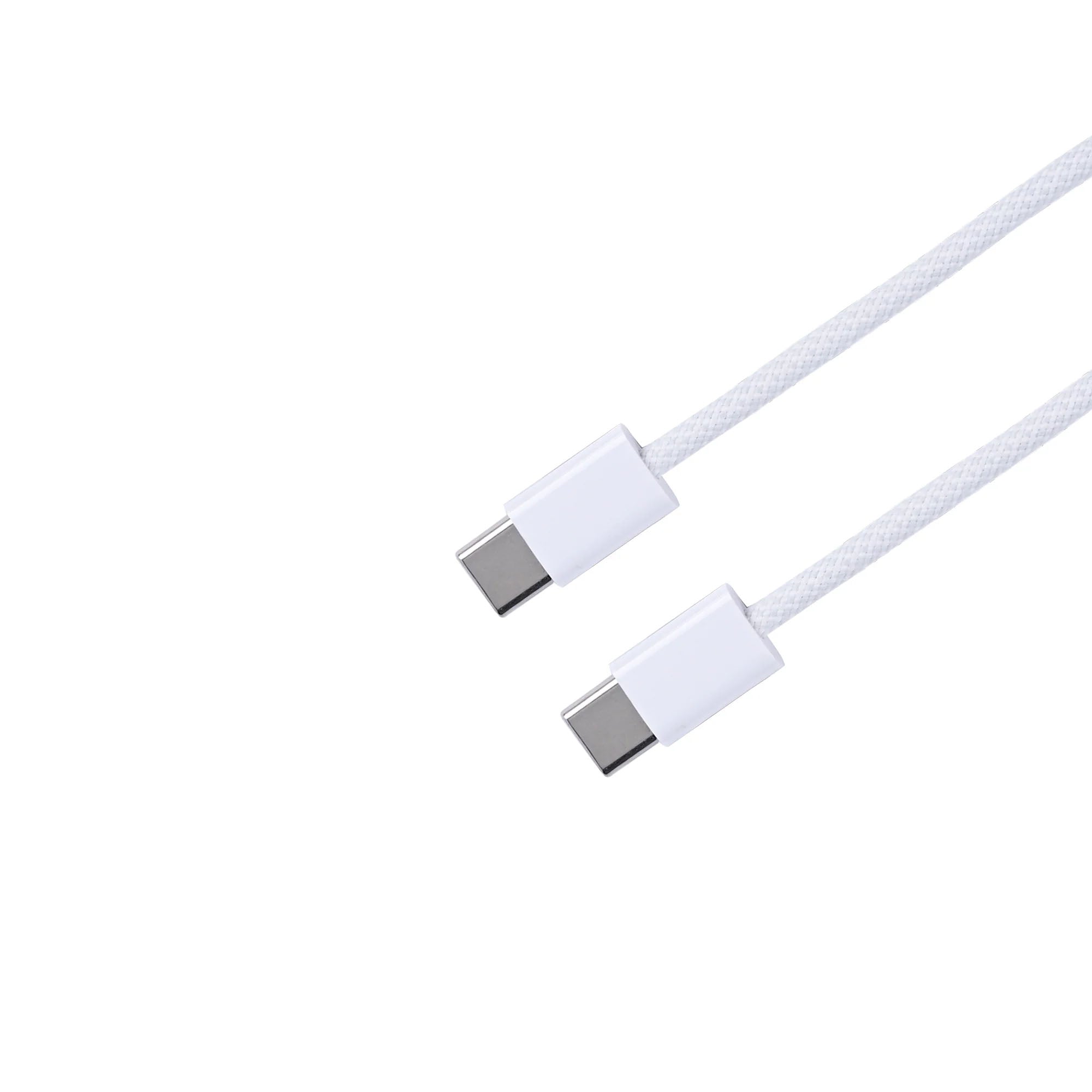 For Apple iPhone 15, 16, 17 Series USB-C To USB-C Woven Cable 200cm 60W White Bulk
