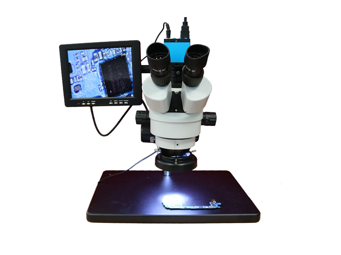 Trinocular Microscope 7-45X With HDMI Microscope Camera And LCD Screen