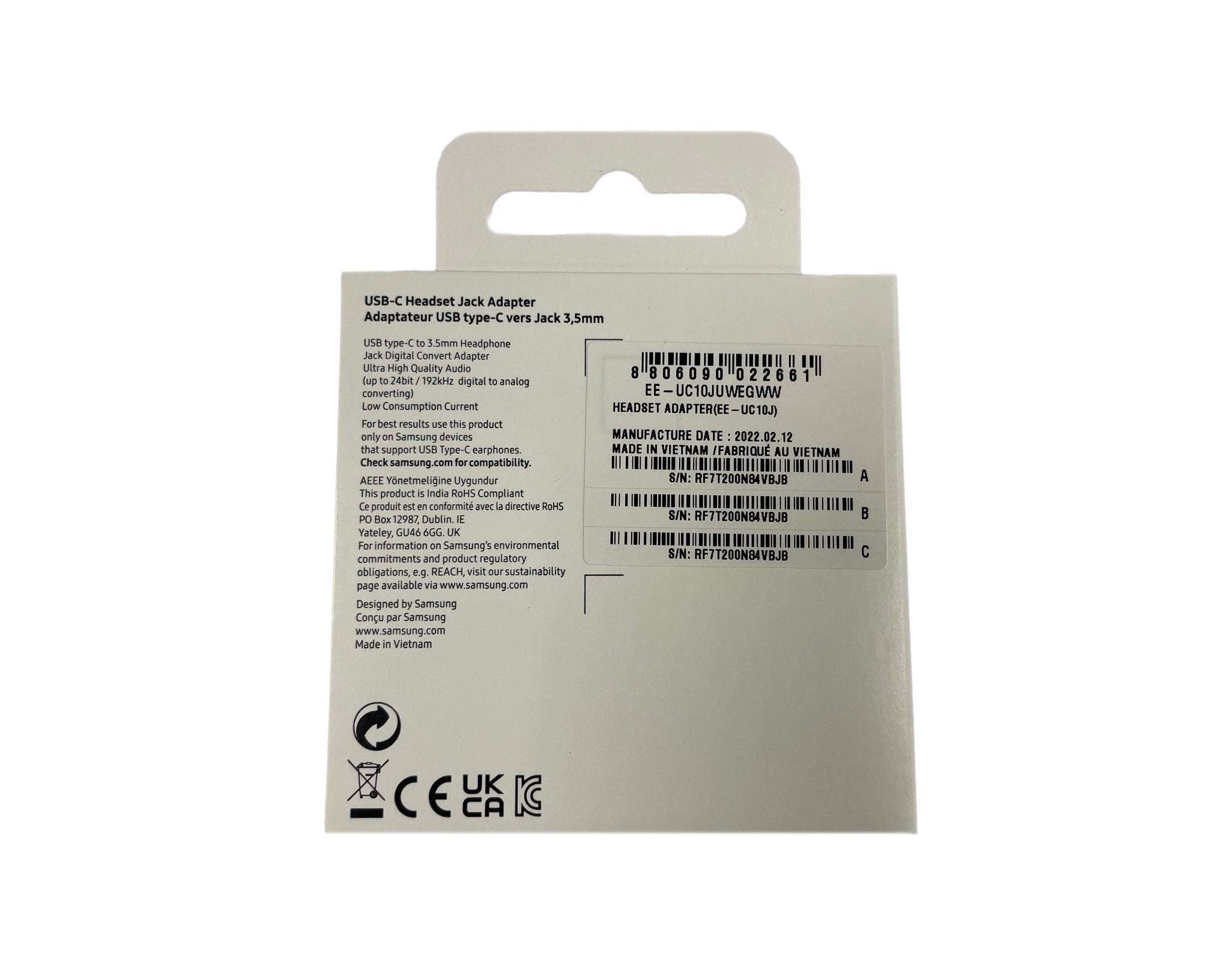 Samsung EE-UC10JUWEGWW Adapter USB-C Headset Jack White