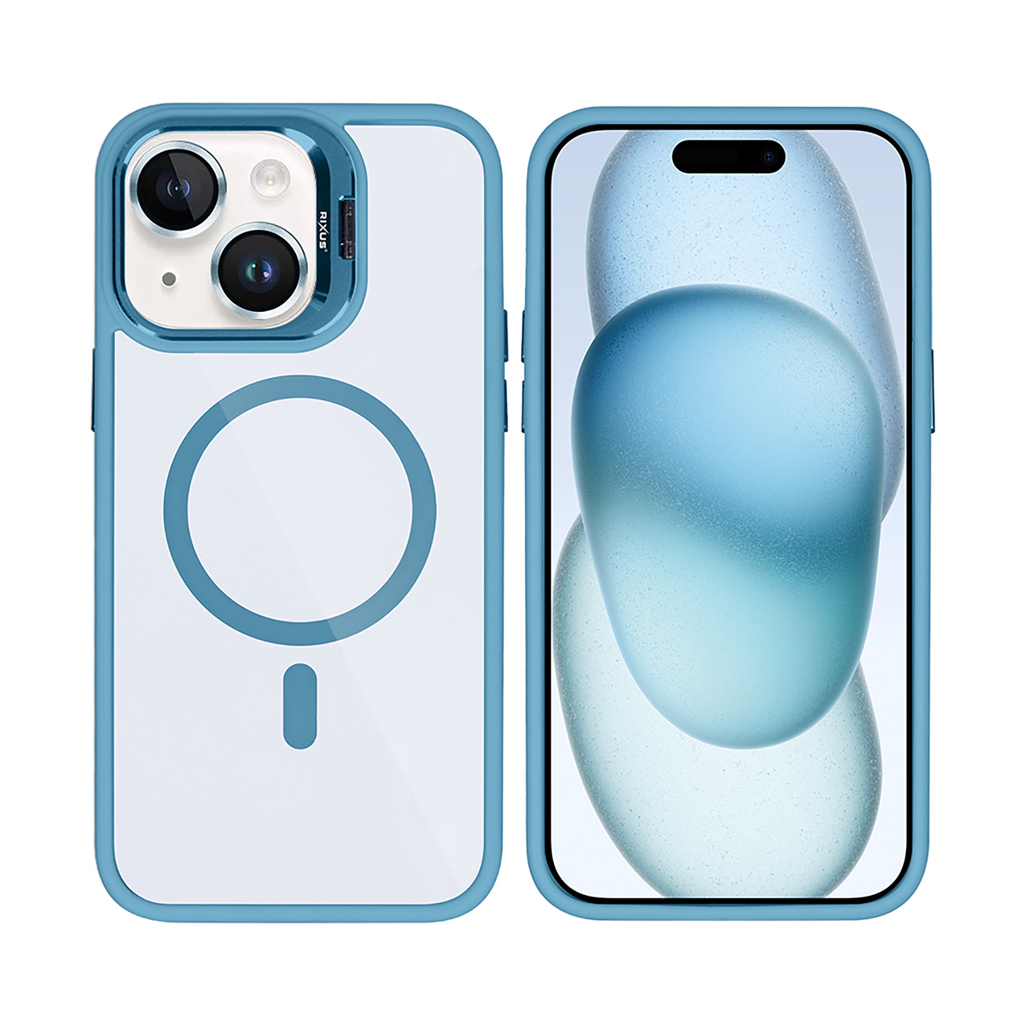 Rixus Classic 03 Case With MagSafe Compatible For Apple iPhone 15 Light Blue