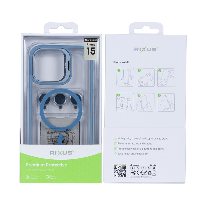 Rixus Classic 03 Case With MagSafe For iPhone 15 Light Blue