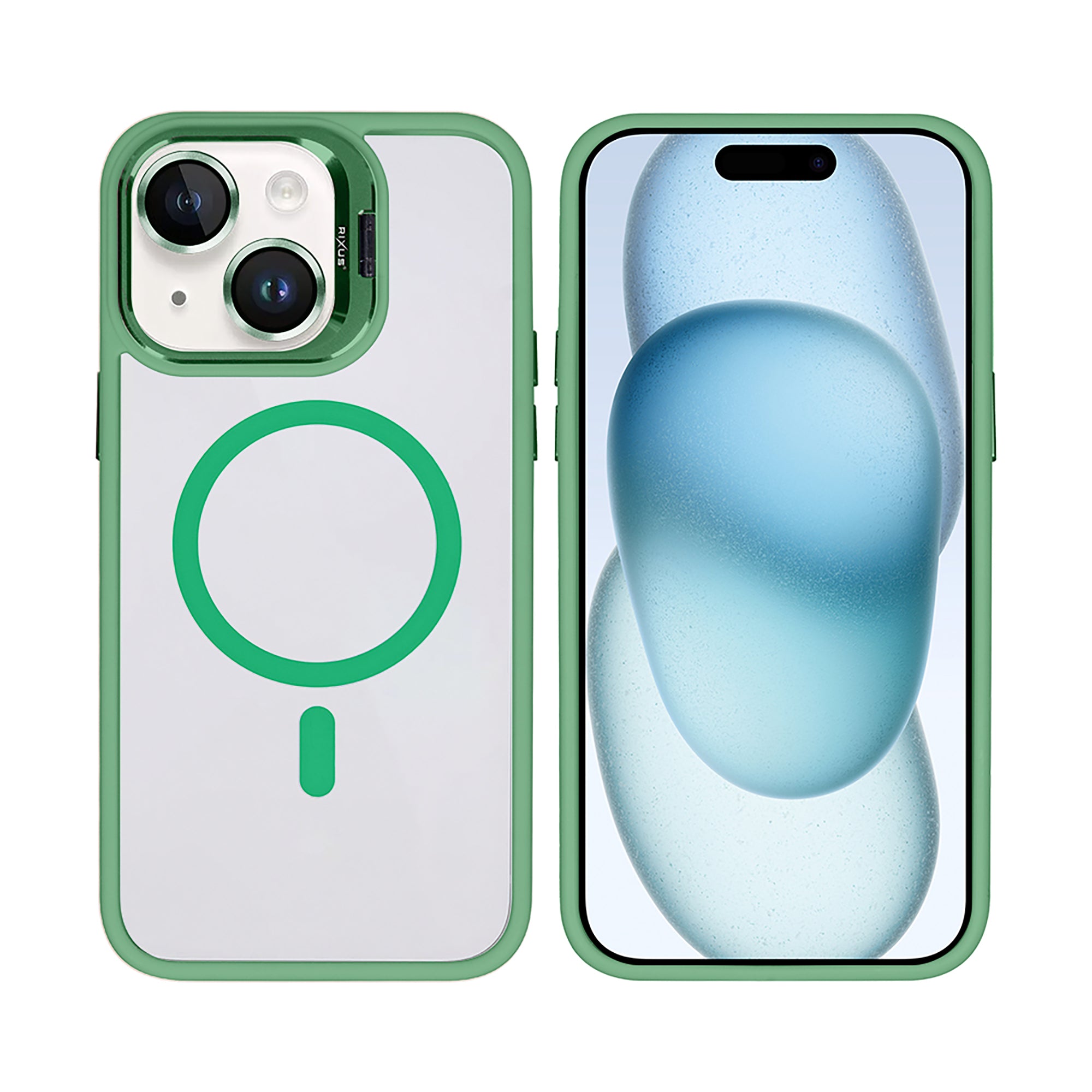 Rixus Classic 03 Case With MagSafe Compatible For Apple iPhone 15 Light Green