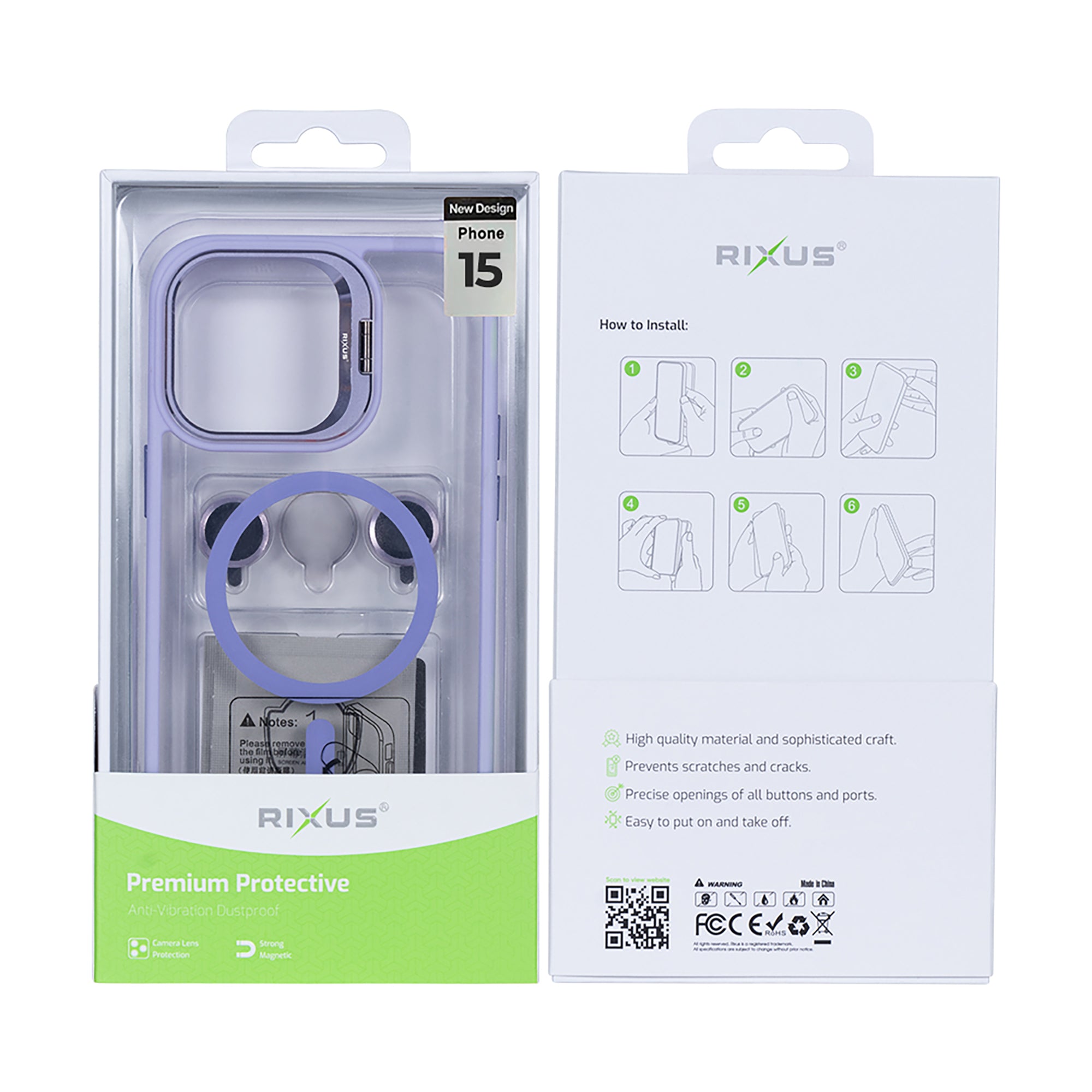 Rixus Classic 03 Case With MagSafe Compatible For Apple iPhone 15 Light Purple