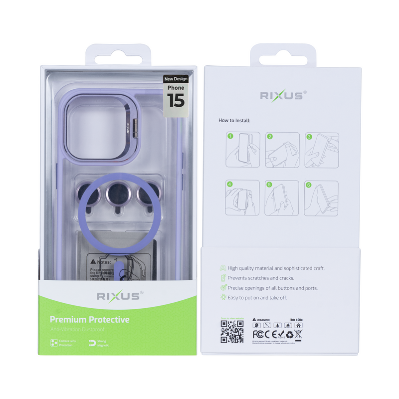 Rixus Classic 03 Case With MagSafe For iPhone 15 Light Purple