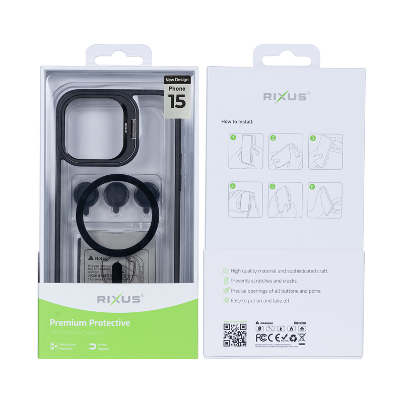 Rixus Classic 03 Case With MagSafe For iPhone 15 Black