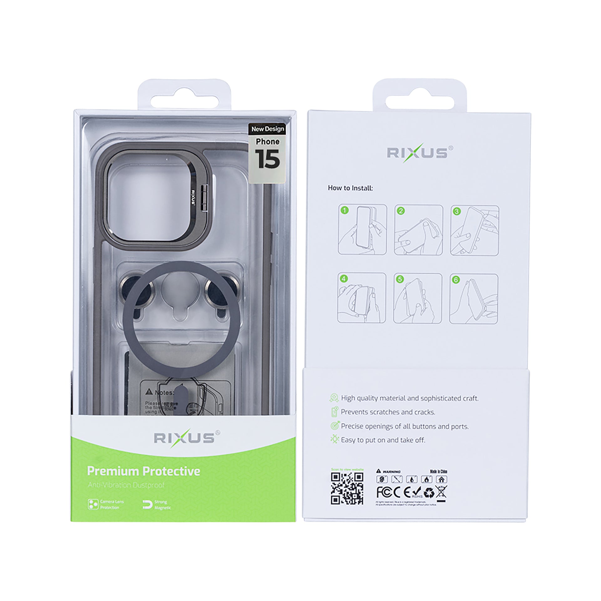 Rixus Classic 03 Case With MagSafe Compatible For Apple iPhone 15 Titanium Grey