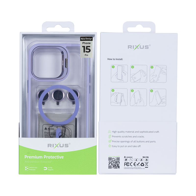 Rixus Classic 03 Case With MagSafe For iPhone 15 Pro Light Purple