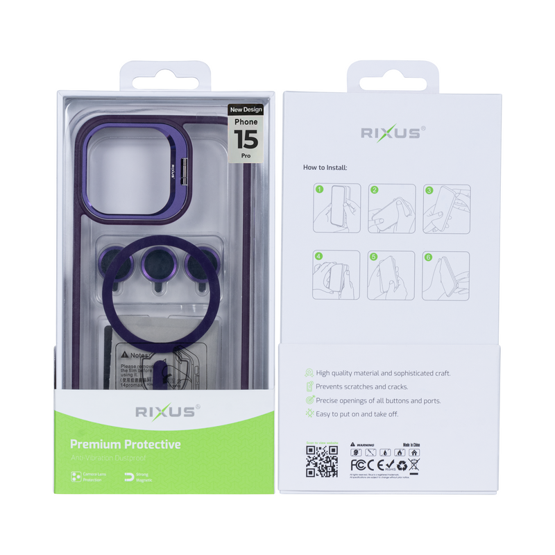 Rixus Classic 03 Case With MagSafe For iPhone 15 Pro Deep Purple