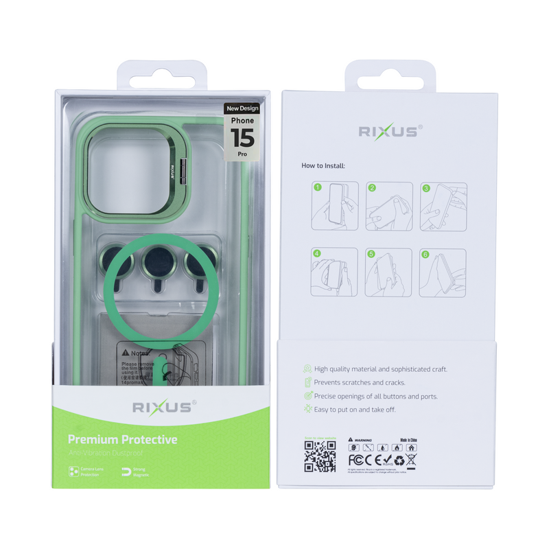 Rixus Classic 03 Case With MagSafe For iPhone 15 Pro Light Green