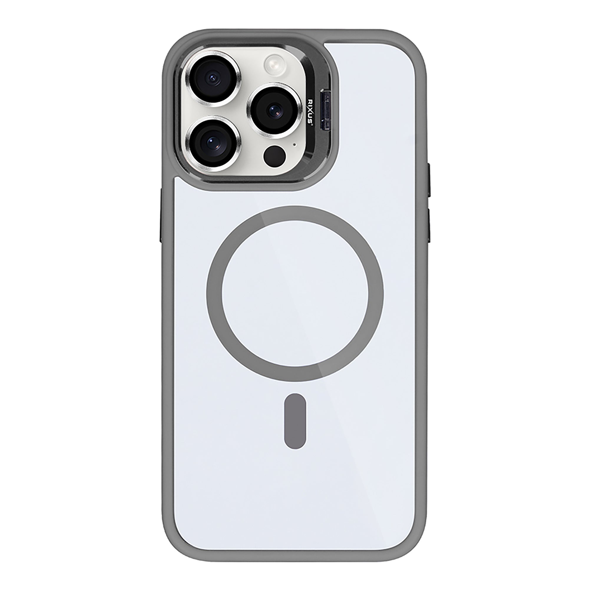 Rixus Classic 03 Case With MagSafe Compatible For Apple iPhone 15 Pro Titanium Grey