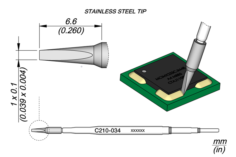 JBC Cartridge Conformal Coating Removal 1mm (not for soldering) (C210034)