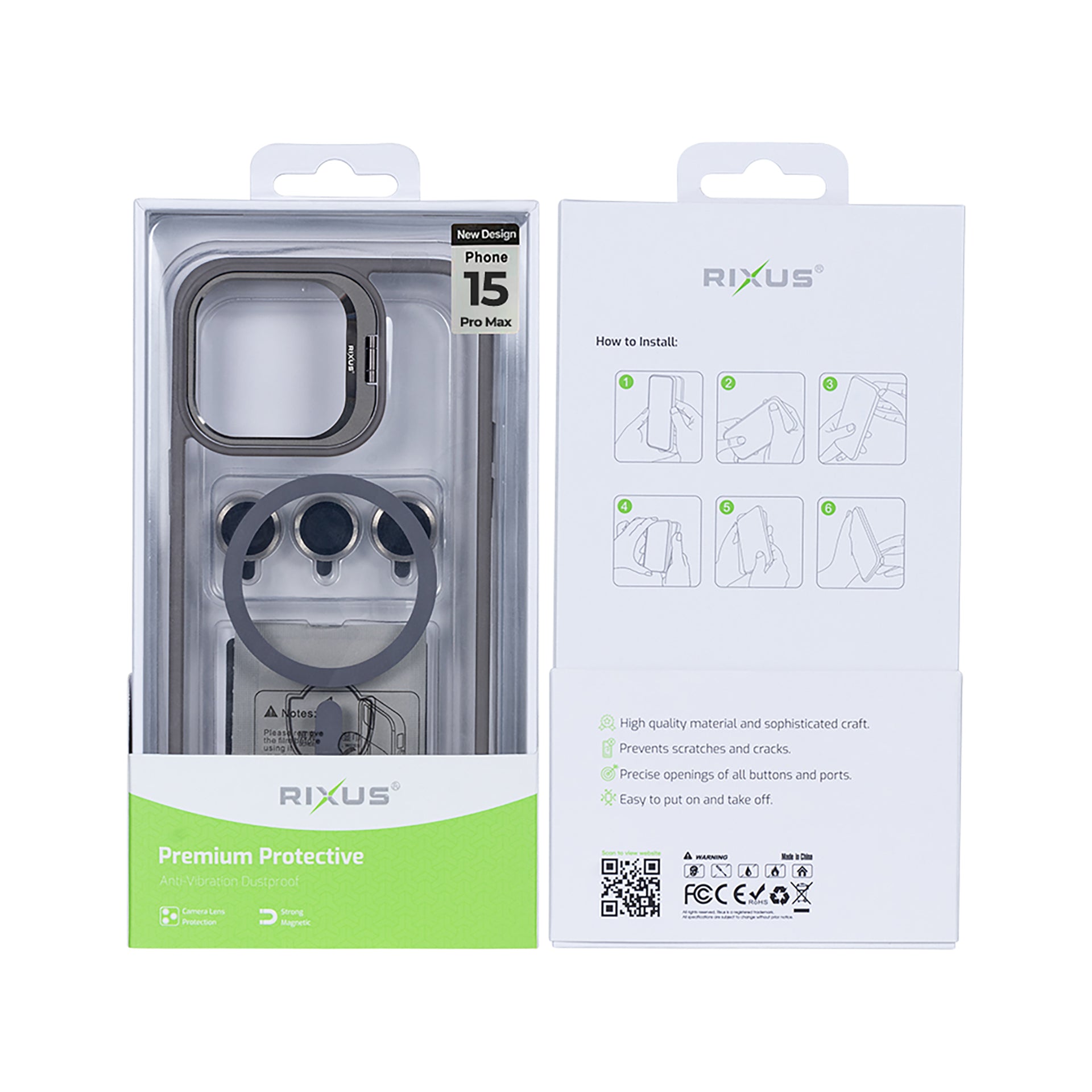 Rixus Classic 03 Case With MagSafe Compatible For Apple iPhone 15 Pro Max Titanium Grey