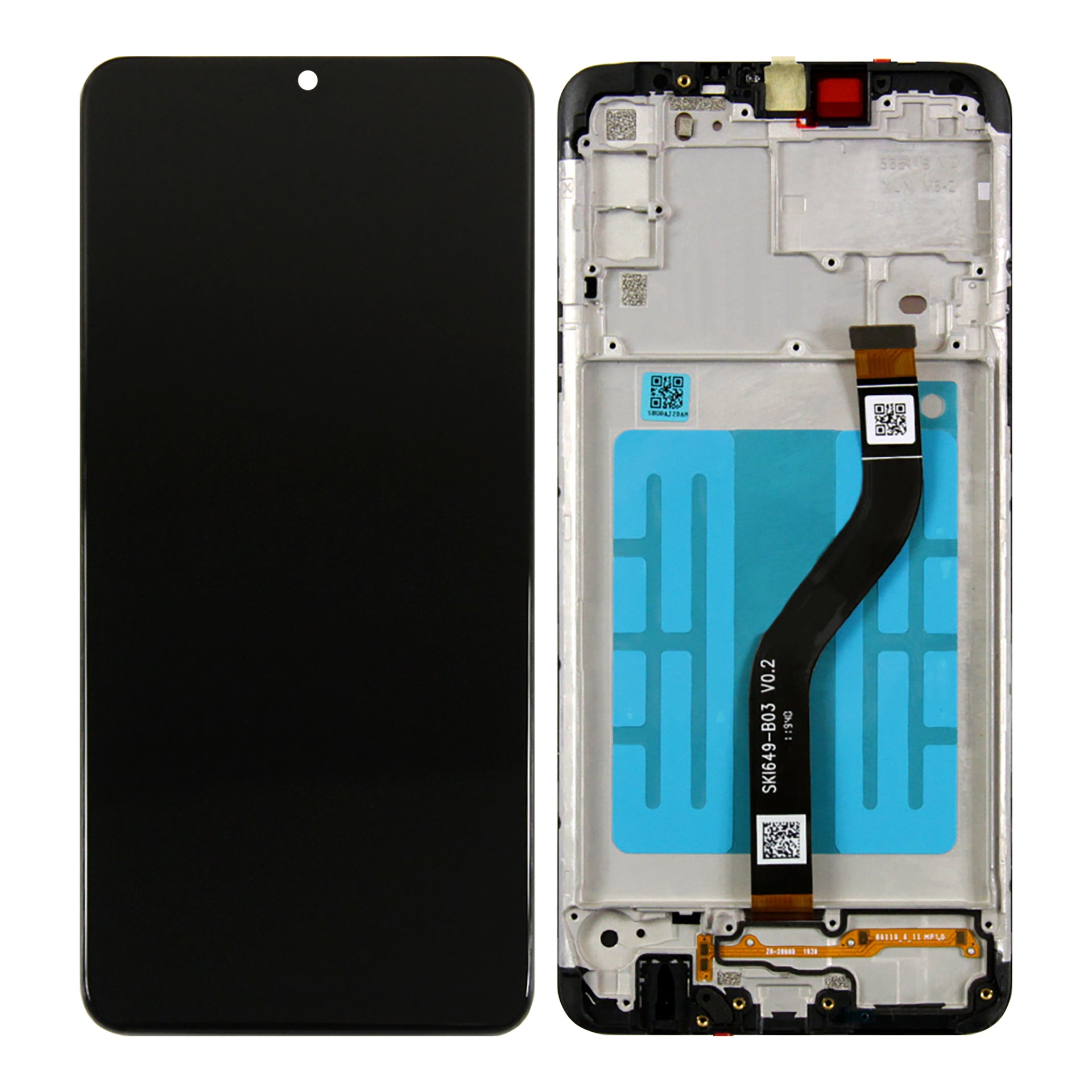 Samsung Galaxy A20s A207F Display And Digitizer With Frame Black Service Pack