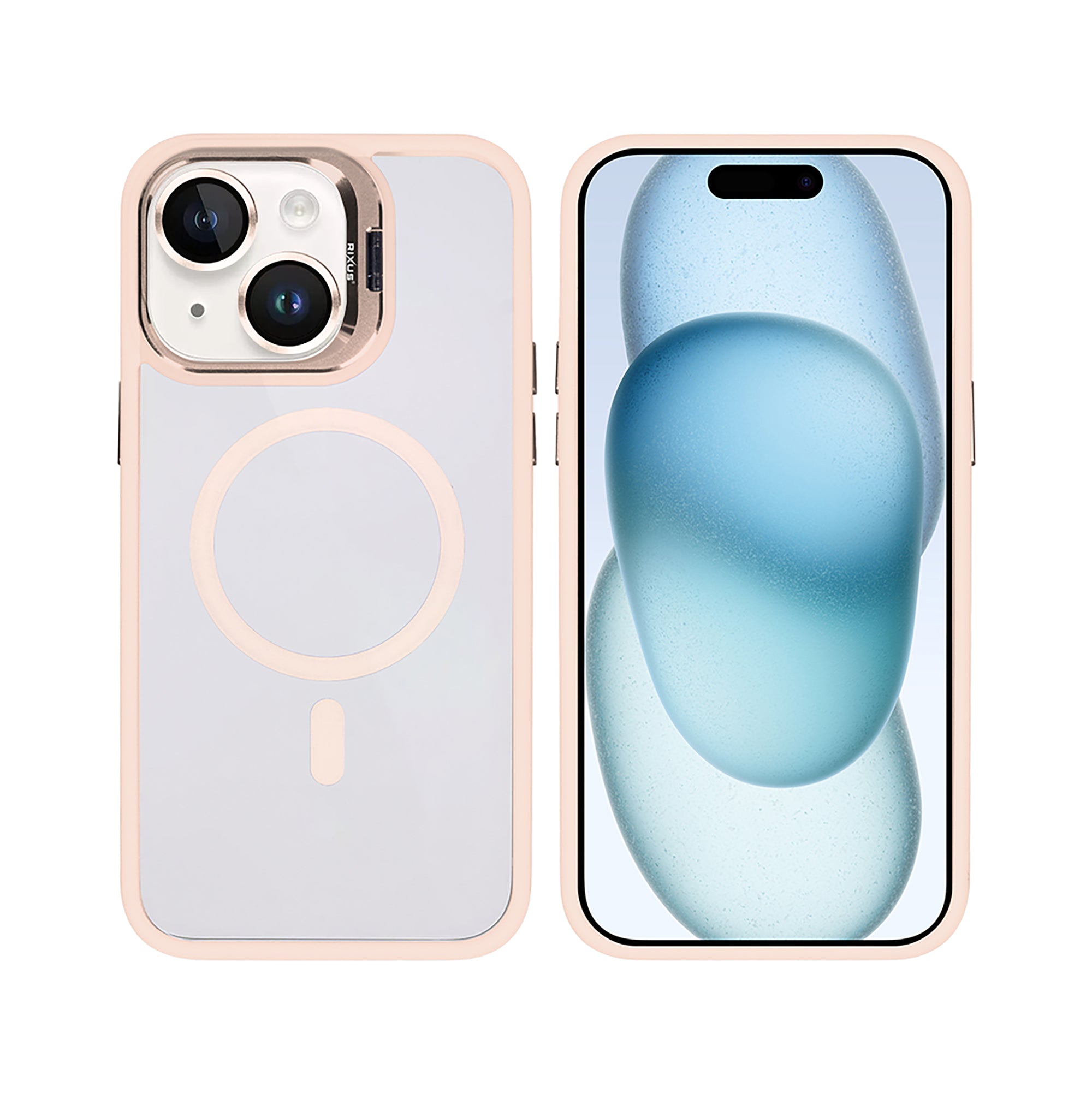 Rixus Classic 03 Case With MagSafe Compatible For Apple iPhone 14 Light Pink