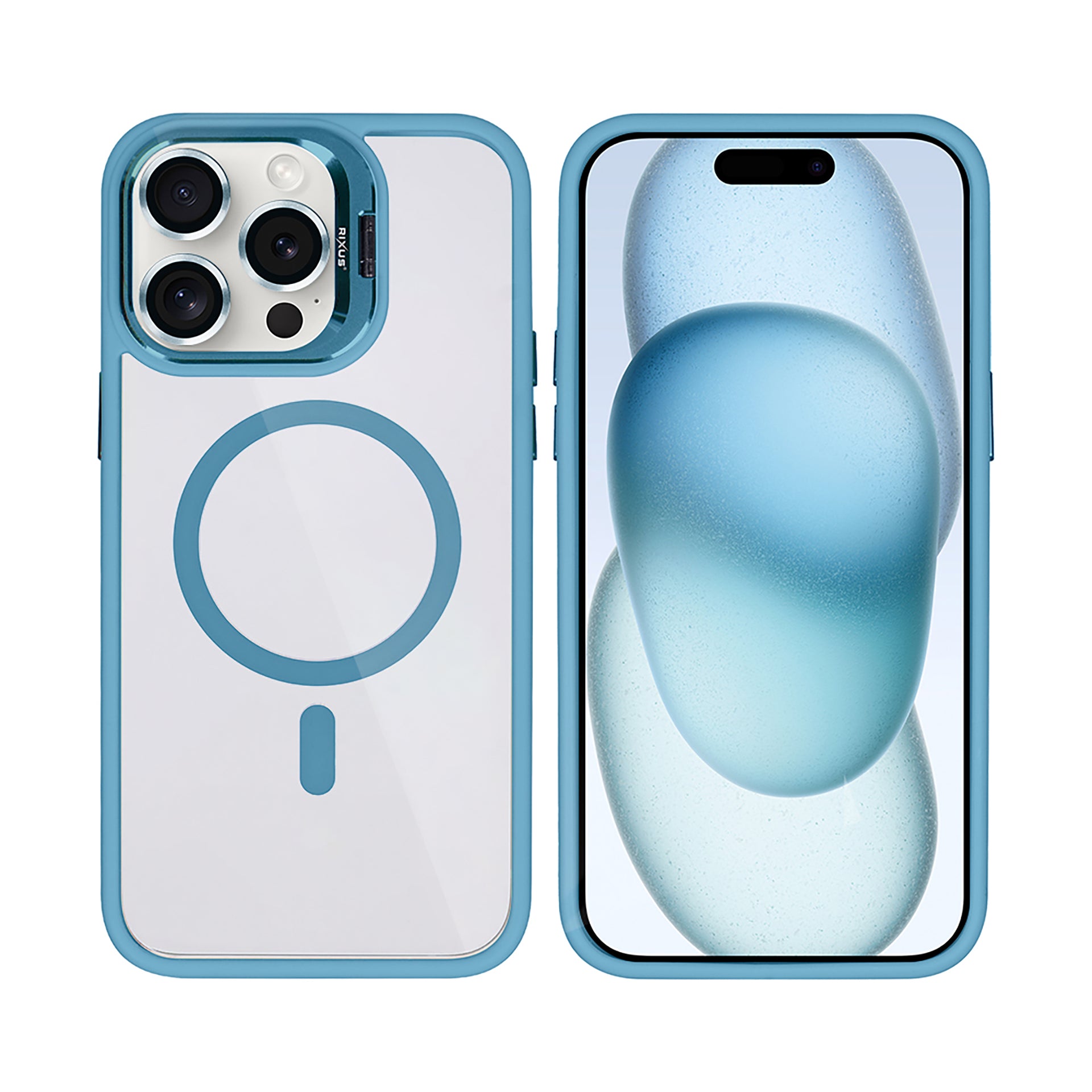 Rixus Classic 03 Case With MagSafe Compatible For Apple iPhone 14 Pro Light Blue