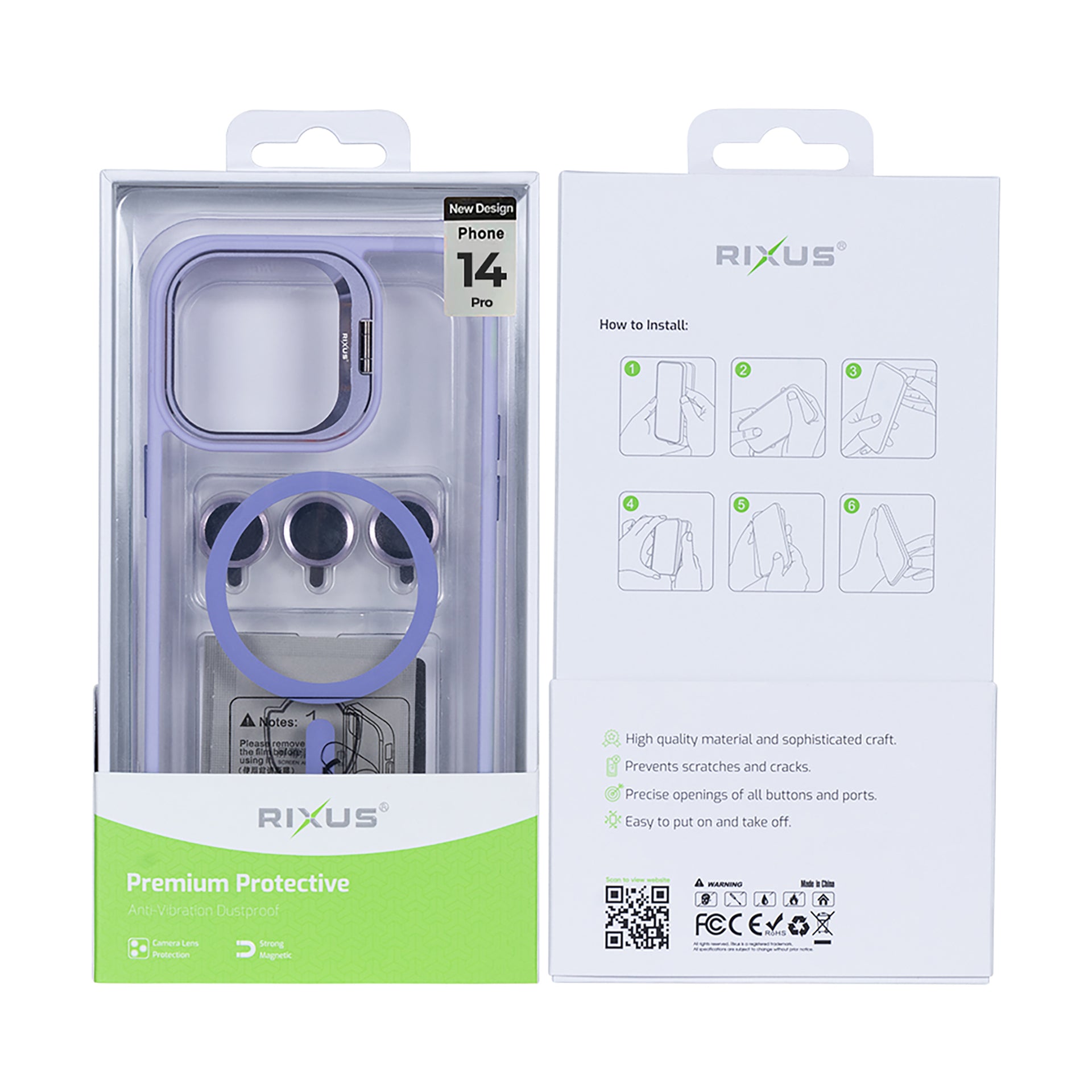 Rixus Classic 03 Case With MagSafe Compatible For Apple iPhone 14 Pro Light Purple