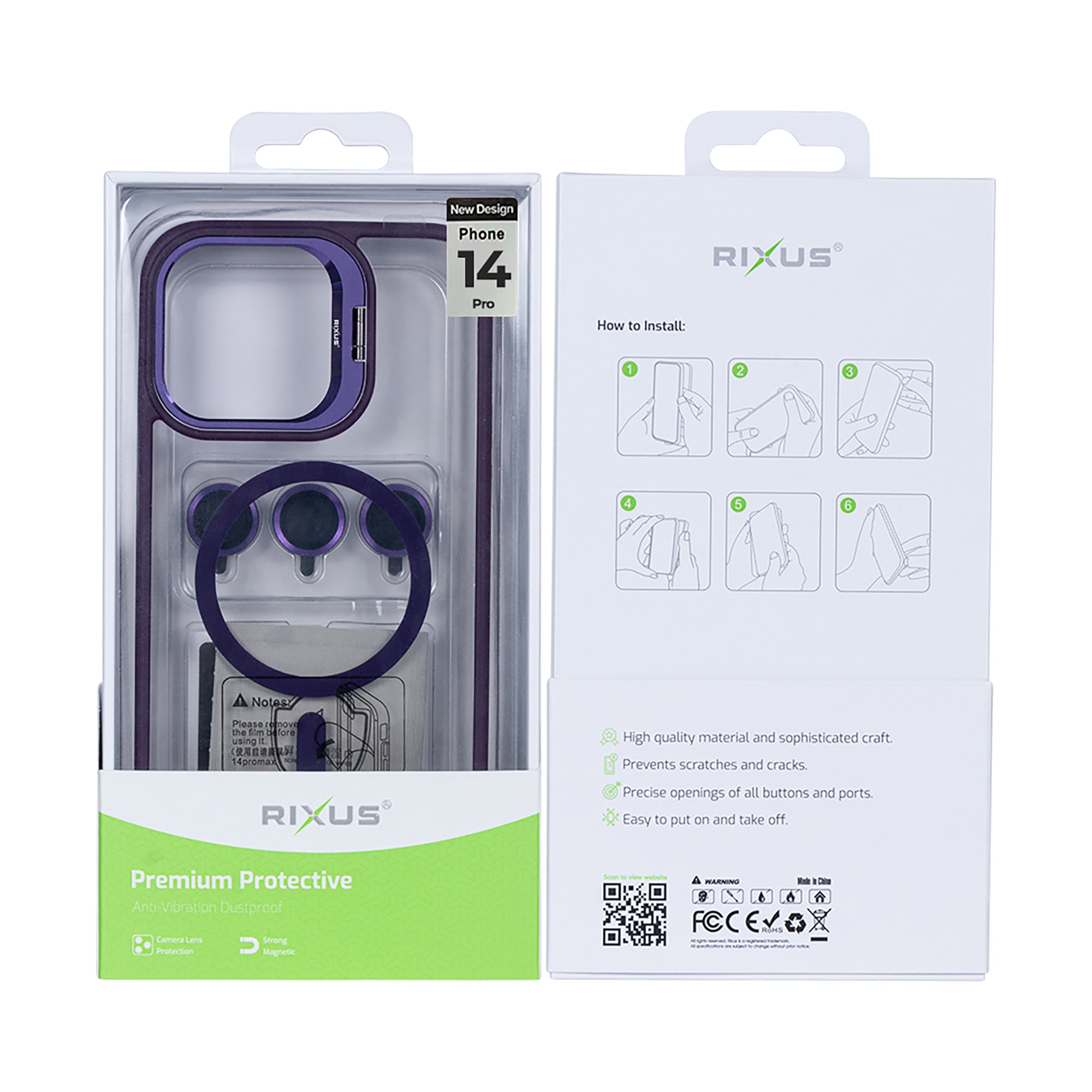 Rixus Classic 03 Case With MagSafe Compatible For Apple iPhone 14 Pro Deep Purple