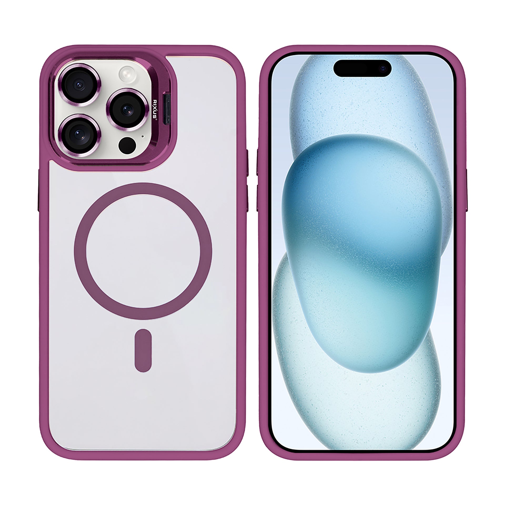 Rixus Classic 03 Case With MagSafe Compatible For Apple iPhone 14 Pro Dark Pink