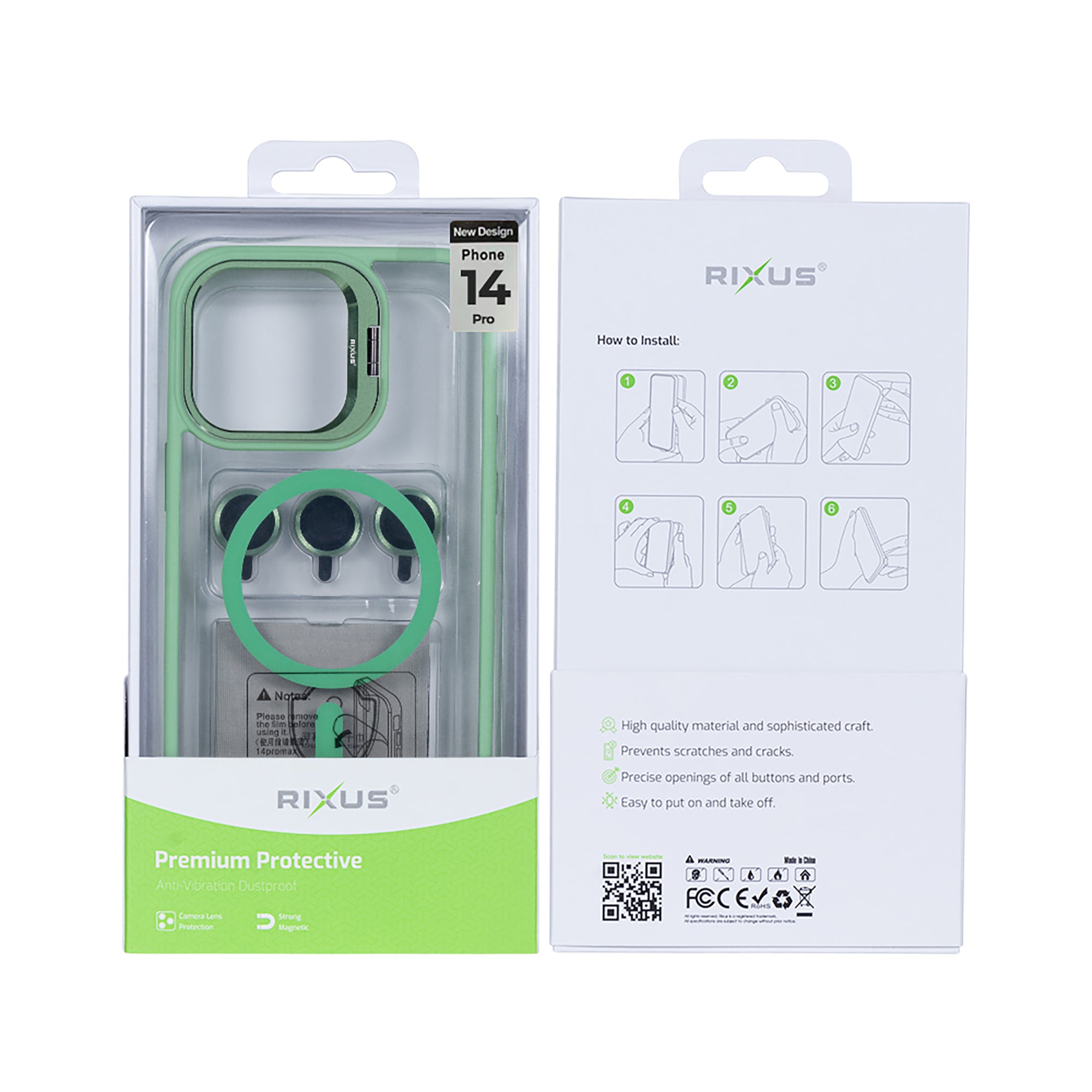 Rixus Classic 03 Case With MagSafe Compatible For Apple iPhone 14 Pro Light Green