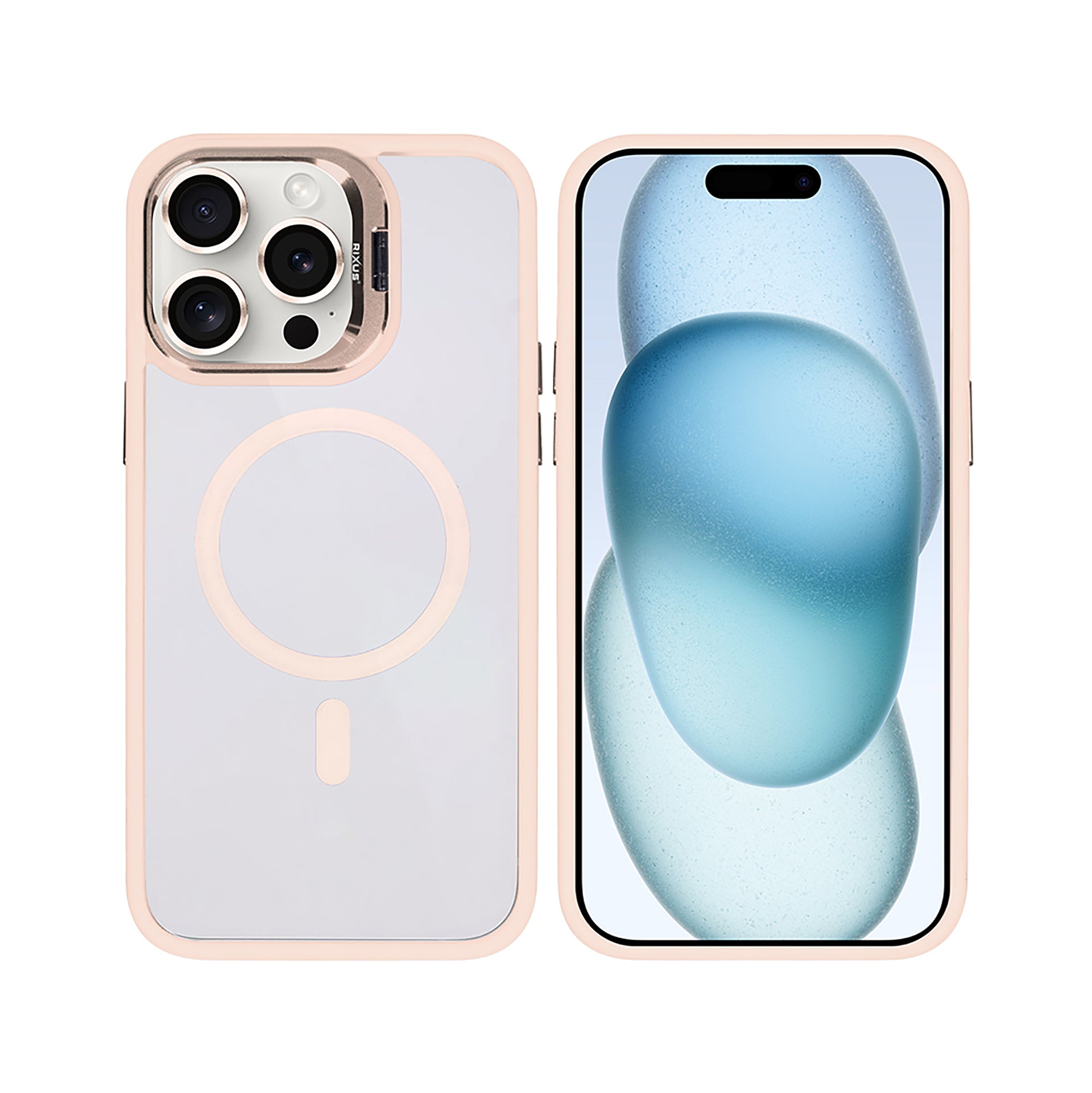Rixus Classic 03 Case With MagSafe Compatible For Apple iPhone 14 Pro Light Pink