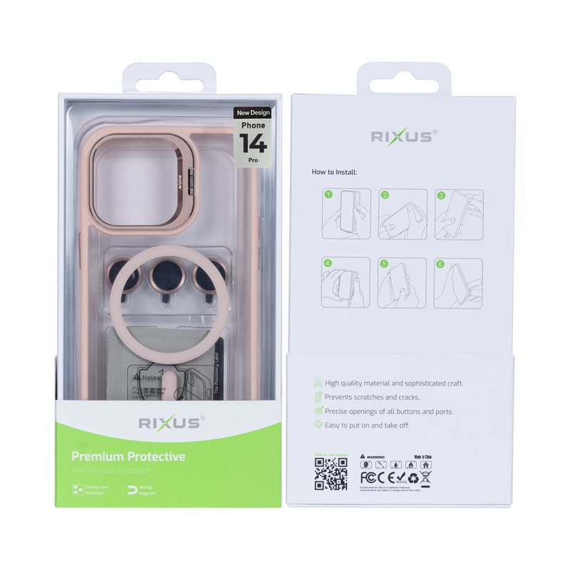 Rixus Classic 03 Case With MagSafe For iPhone 14 Pro Light Pink