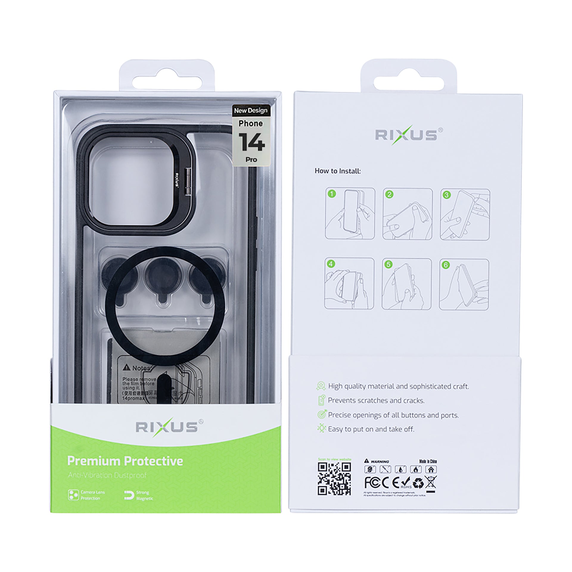 Rixus Classic 03 Case With MagSafe Compatible For Apple iPhone 14 Pro Black