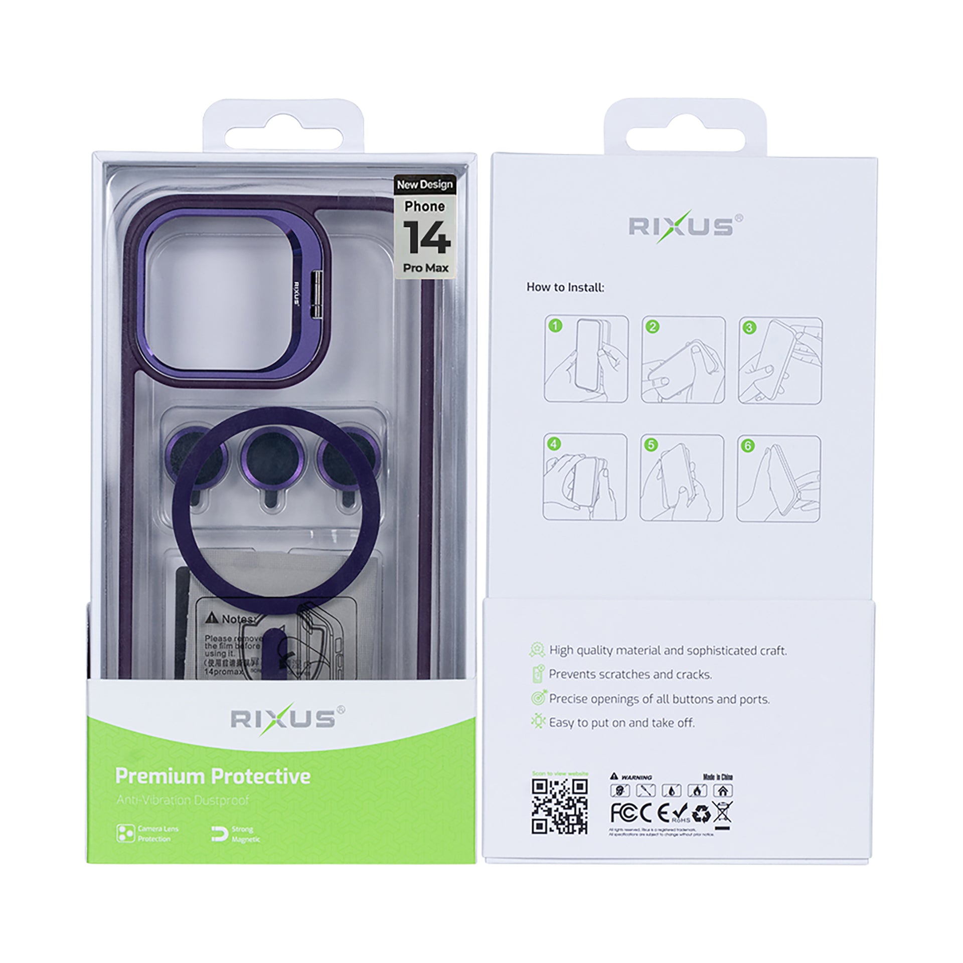 Rixus Classic 03 Case With MagSafe Compatible For Apple iPhone 14 Pro Max Deep Purple