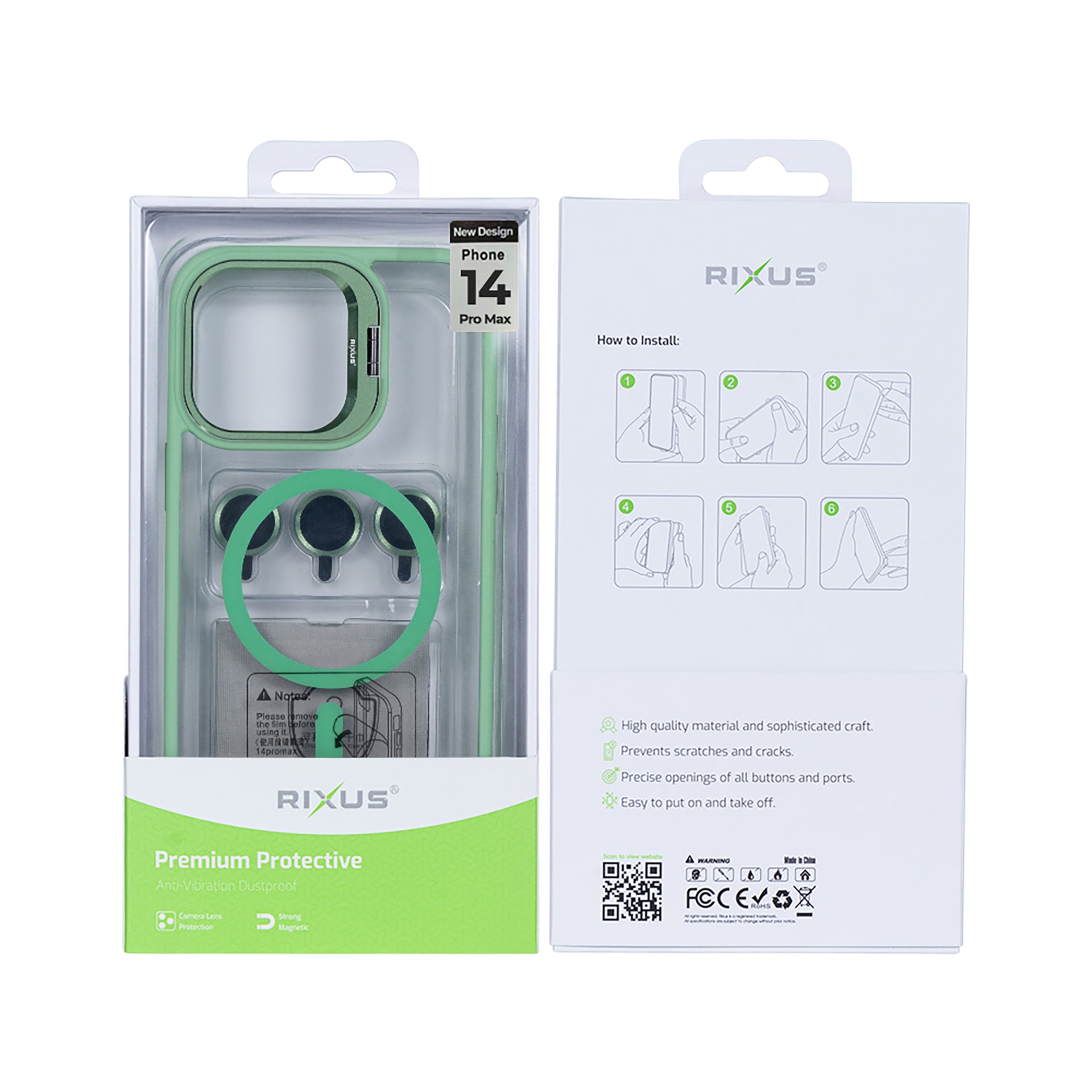 Rixus Classic 03 Case With MagSafe Compatible For Apple iPhone 14 Pro Max Light Green