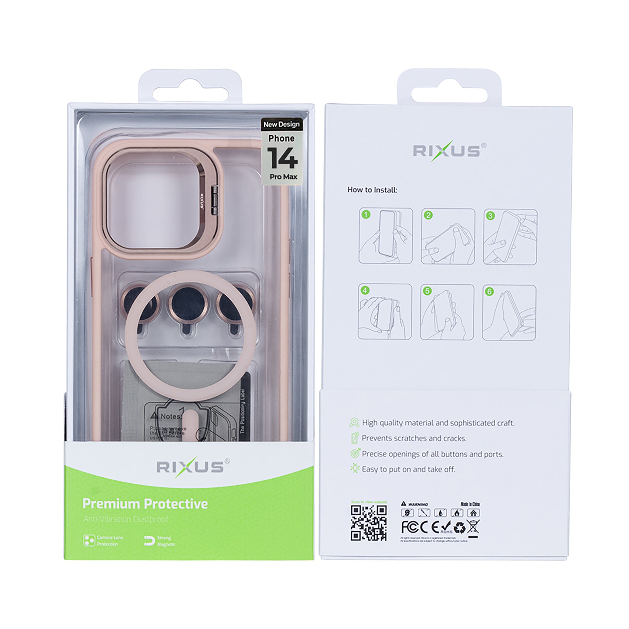 Rixus Classic 03 Case With MagSafe Compatible For Apple iPhone 14 Pro Max Light Pink