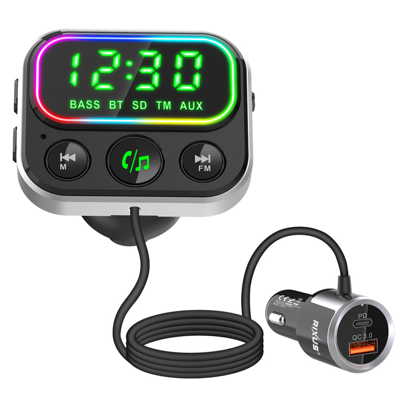 Rixus RXBT55 2 In 1 Bluetooth FM Transmitter And Car Adapter Black