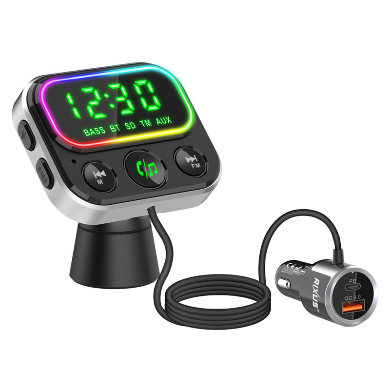 Rixus RXBT55 2 In 1 Bluetooth FM Transmitter And Car Adapter Black