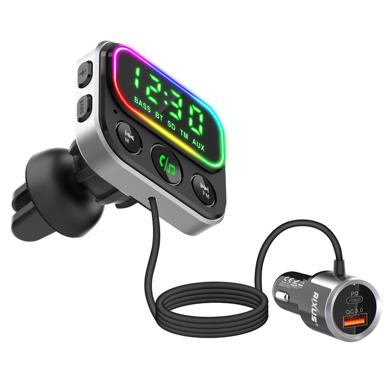 Rixus RXBT55 2 In 1 Bluetooth FM Transmitter And Car Adapter Black