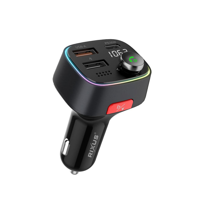 Rixus RXBT28 Car FM Bluetooth Transmitter Black