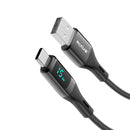 Rixus RXUC28AC Braided USB To USB-C Cable With LED Display 1m Black