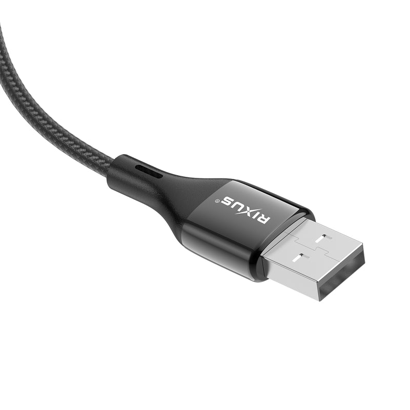 Rixus RXUC28AC Braided USB To USB-C Cable With LED Display 100CM Black