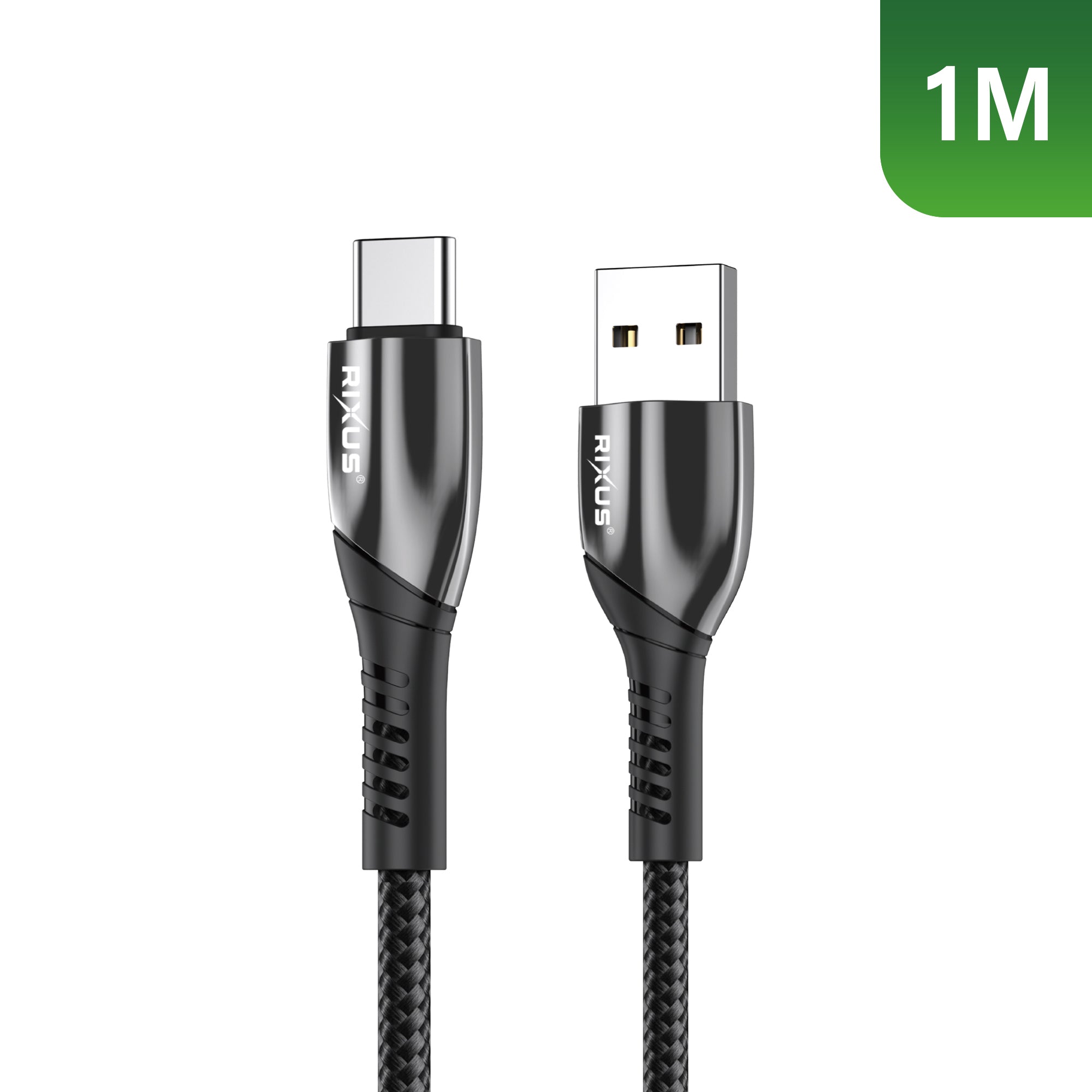 Rixus RXUC30AC Alloy USB To USB-C Data Cable Metal Gray