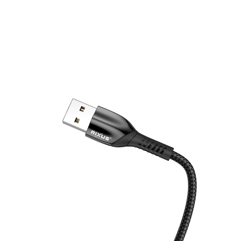 Rixus RXUC30AC Alloy USB To USB-C Data Cable 100CM Black