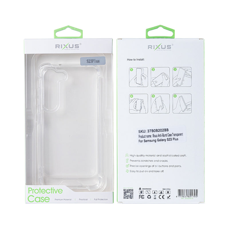 Rixus Anti-Burst Case For Samsung Galaxy S23 Plus S916B Transparent