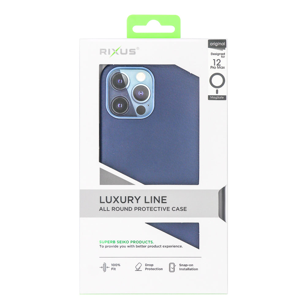 Rixus Classic 02 Case With MagSafe Compatible For Apple iPhone 12 Pro Max Blue