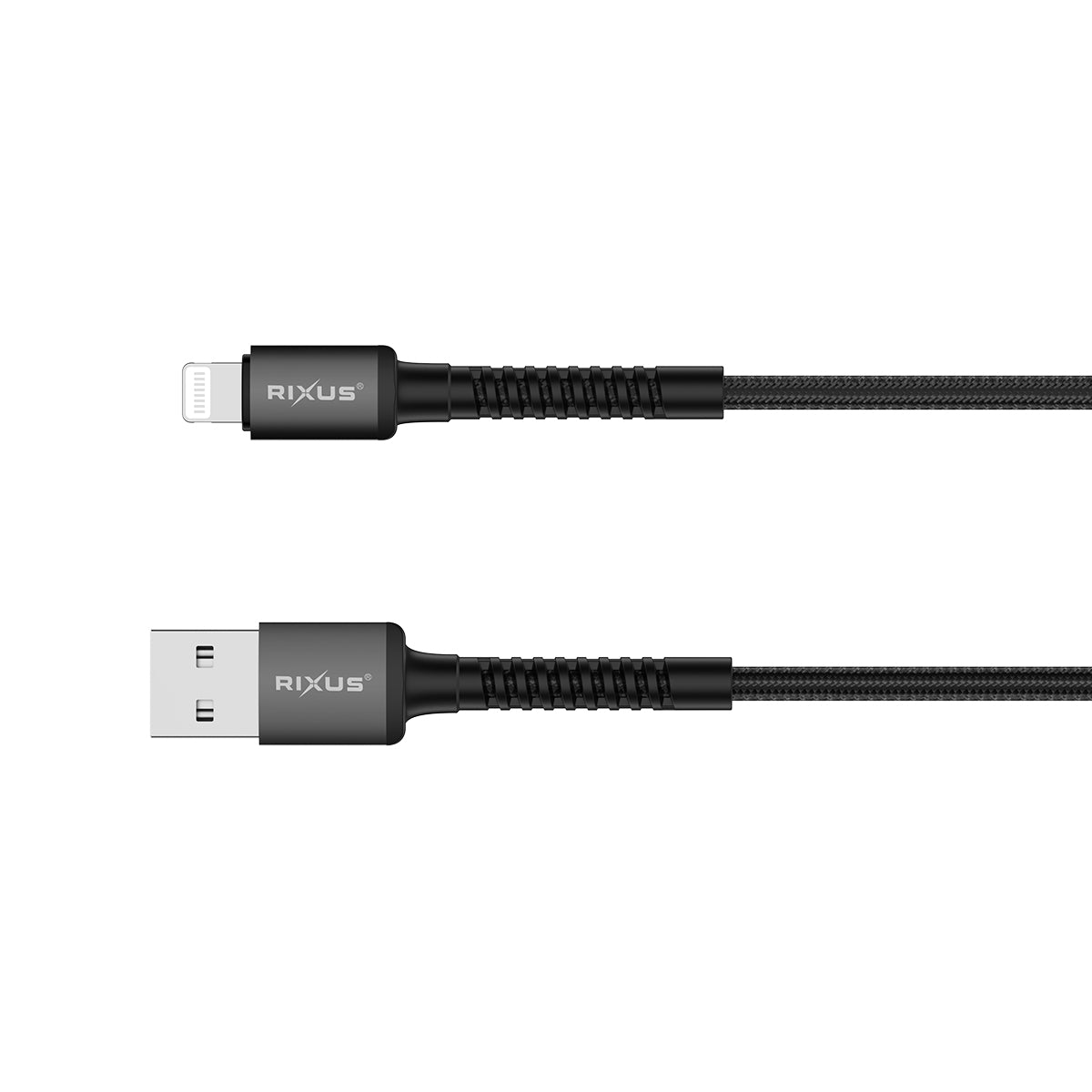 Rixus RXU71A Nylon Braided USB To Lightning Connector Cable 1.2m Black